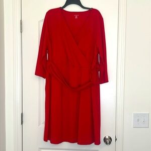 LANDS' END‎ RED 3/4 SLEEVE DRESS Size 2X